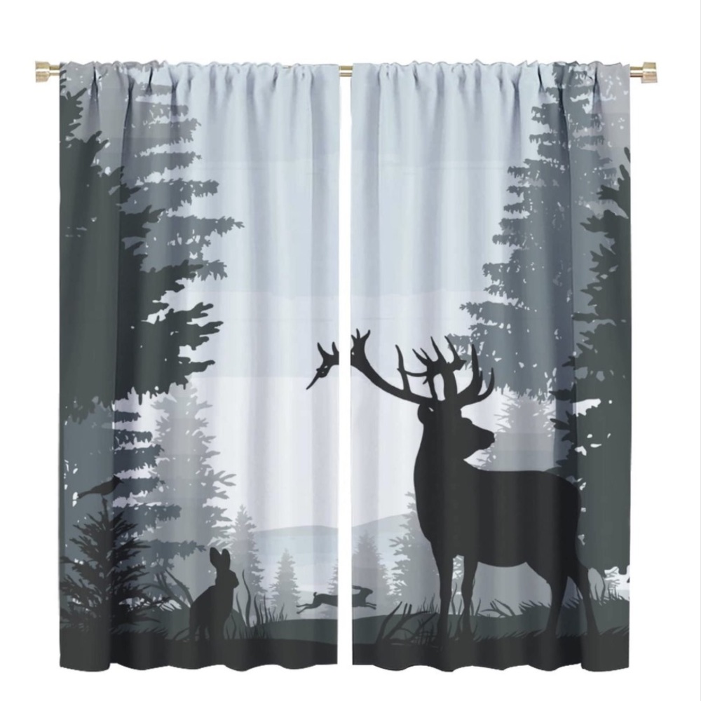 Scenic Forest Animal Print Curtains